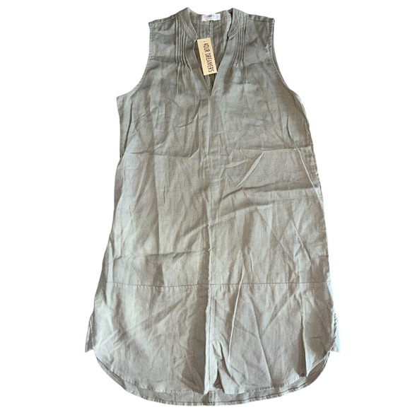 NEW Anthropologie Khaki Green Linen Shirt Dress XS - Picture 5 of 5